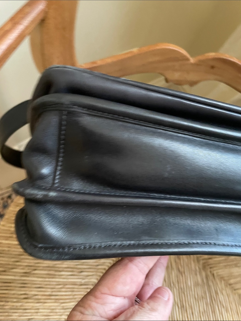 Vintage Coach Black Leather Messenger Thompson Briefcase with Adjustable Strap - Picture 4 of 11